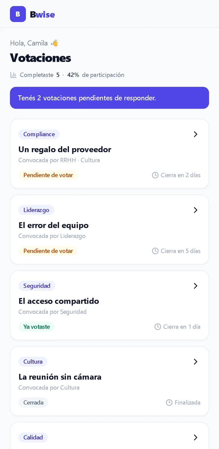 Lista de votaciones pendientes
